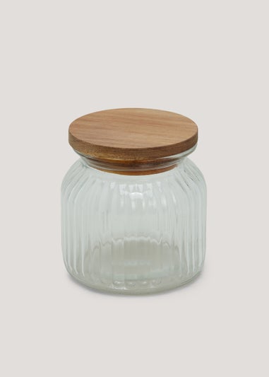 Clear Small Ribbed Glass Canister (11cm x 11cm)