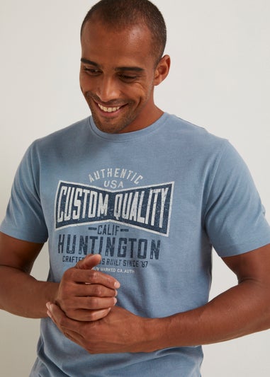 Blue Custom Quality Print T-Shirt