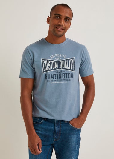 Blue Custom Quality Print T-Shirt
