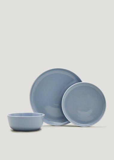 12 Piece Blue Lipped Dinner Set