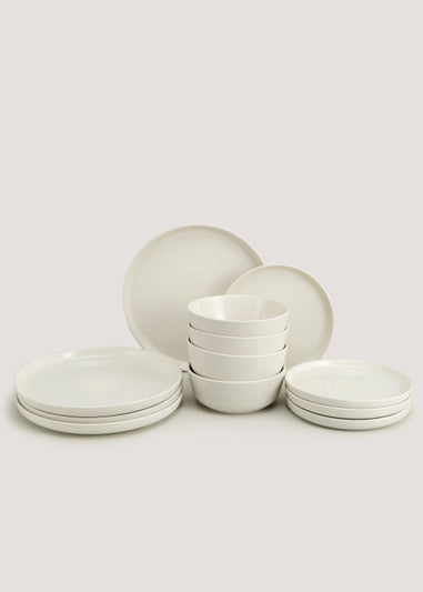 12 Piece Natural Lipped Dinner Set