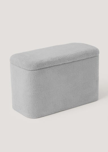 Grey Teddy Fleece Storage Ottoman (68cm x 31cm x 43cm)