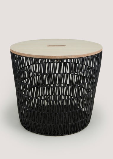 Black Woven Paper Wood Basket (45cm x 40cm)