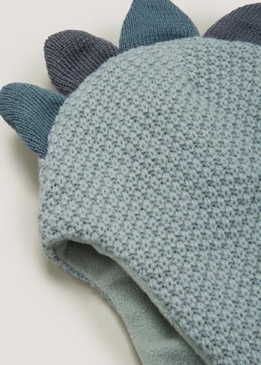 Blue Dinosaur Spike Baby Trapper Hat (Newborn-2yrs)