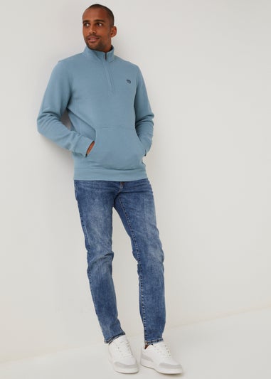 Blue Essential Half Zip Sweatshirt