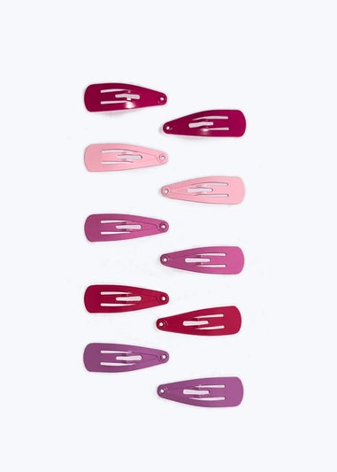 Girls 10 Pack Pink Snap Clips