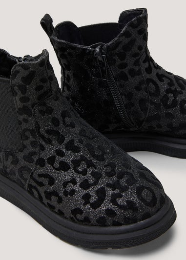 Black leopard print boots online