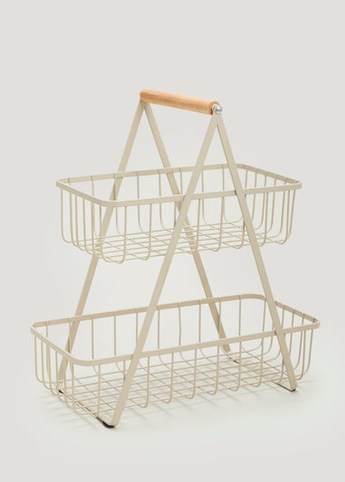 Taupe Wire Two Tier Storage Basket (48cm x 35cm)