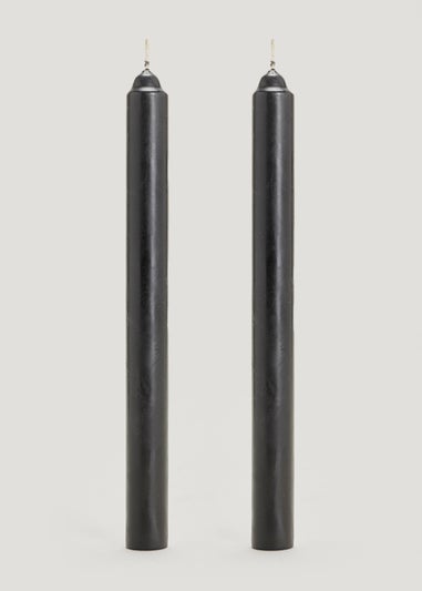 2 Pack Black Dinner Candles (12.5cm)