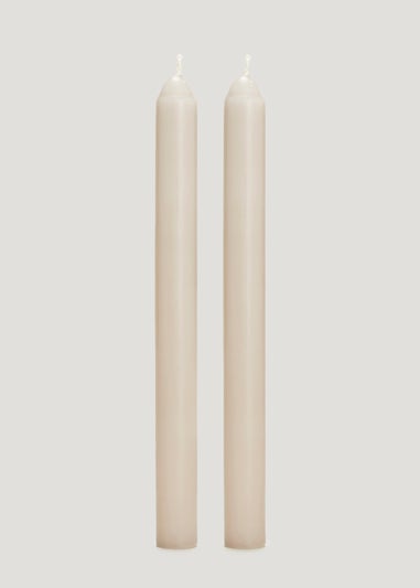 2 Pack Oatmeal Dinner Candles (12.5cm)