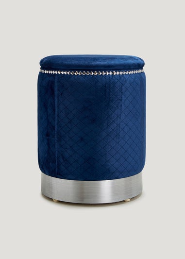 Navy Velvet Storage Pouffe (43cm x 34cm)