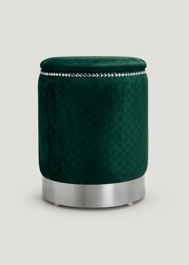 Green Velvet Storage Pouffe (43cm x 34cm)