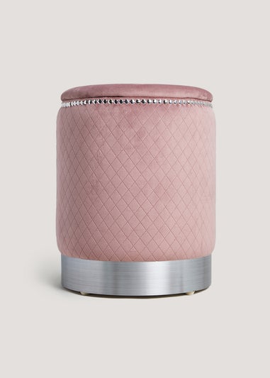 Dark Pink Velvet Storage Pouffe (43cm x 34cm)