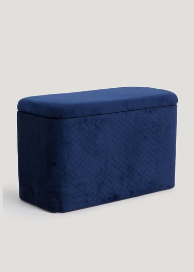 Navy Velvet Storage Ottoman (69cm x 43cm x 34cm)