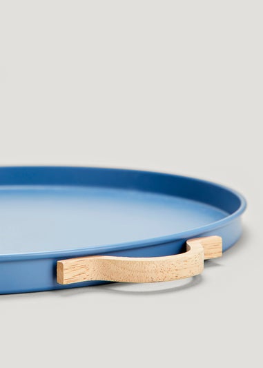 Blue Metal Round Tray (37cm)