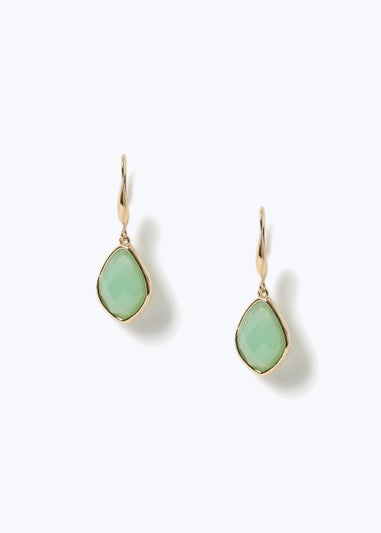 Green Fish Hook Drop Earrings