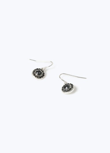 Black Circle Mini Drop Earrings