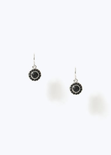 Black Circle Mini Drop Earrings