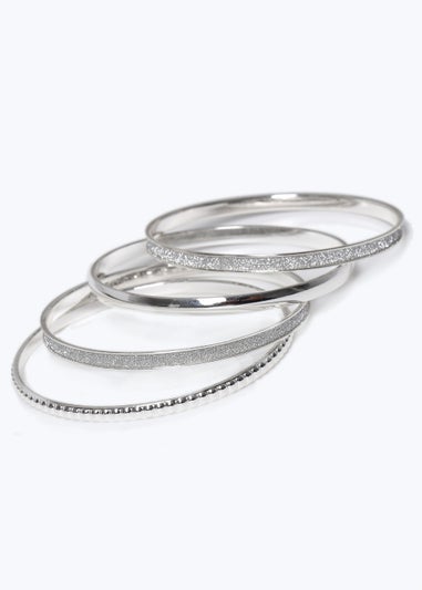 4 Pack Glitter Paper & Silver Bangles