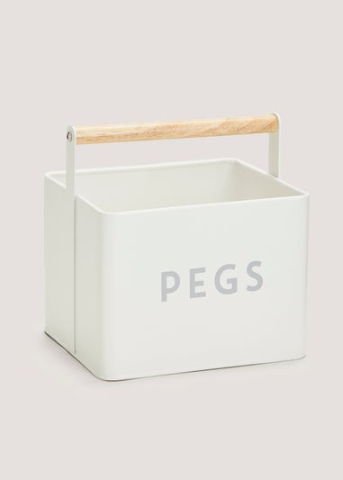 White Metal Peg Tin (19cm x 18cm x 15cm)