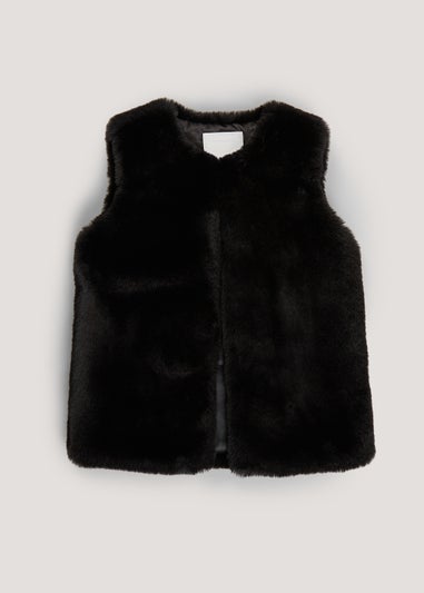 Girls Black Faux Fur Gilet (4-13yrs)