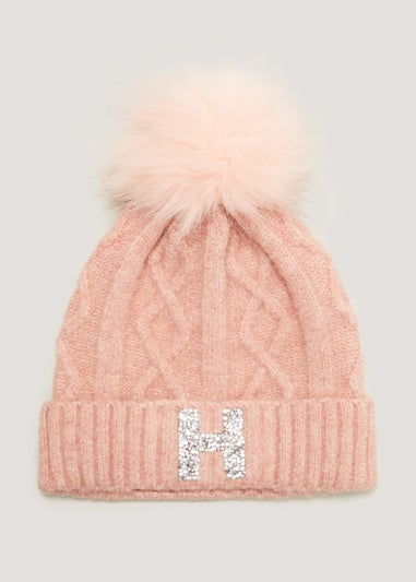 Girls Pink Alphabet Bobble Hat (3-6yrs)
