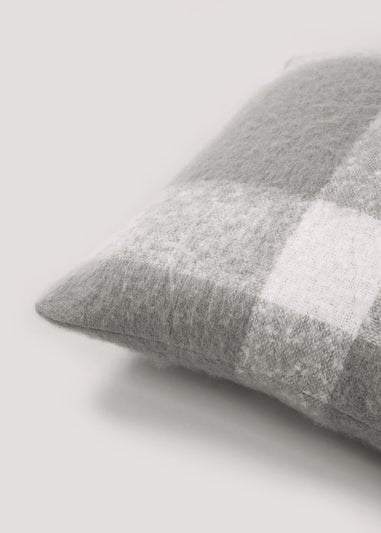 Grey Check Faux Mohair Cushion (43cm x 43cm)
