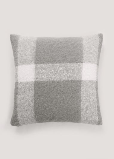 Grey Check Faux Mohair Cushion (43cm x 43cm)