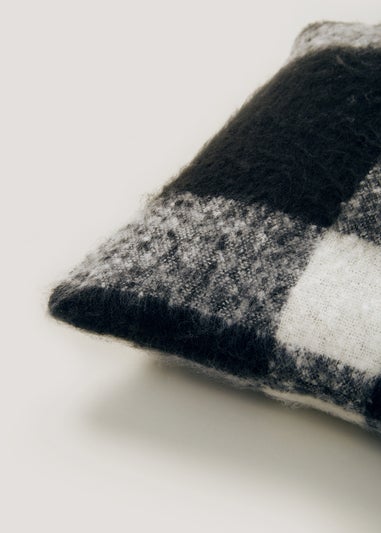 Black Check Faux Mohair Cushion (43cm x 43cm)