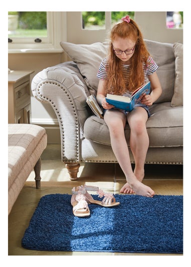 Deep Pile Navy Washable Muddle Mat (100cm x 60cm)