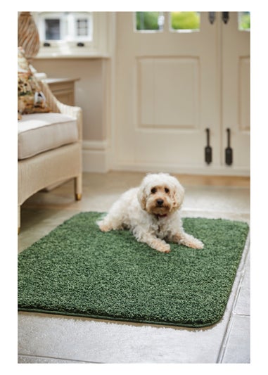 Deep Pile Green Washable Muddle Mat (100cm x 60cm)