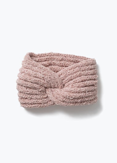 Pink Soft Chenille Knitted Bandeau Headband