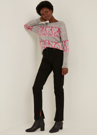 Black Split Hem Jeans