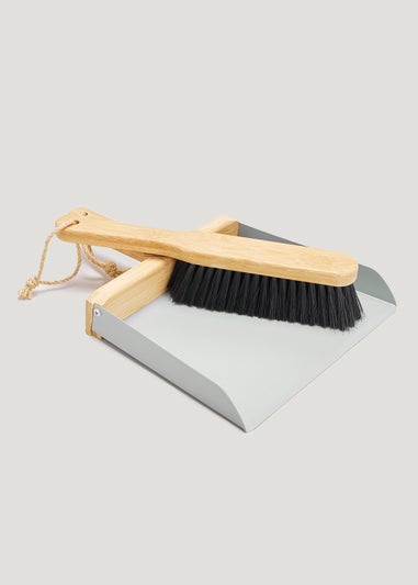 Grey Metal Dustpan & Brush