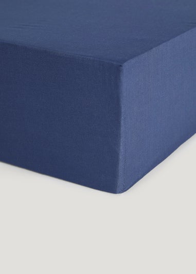 Navy Polycotton Fitted Bed Sheet 144 Thread Count Matalan 6523