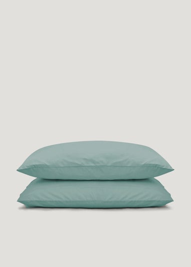 Green Polycotton Housewife Pillowcase Pair (144 Thread Count)