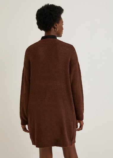 Brown Soft Yarn Longline Cardigan