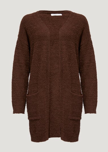 Brown Soft Yarn Longline Cardigan