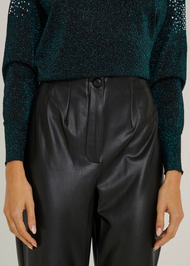 Et Vous Black PU Tapered Trousers