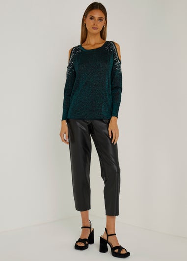 Et Vous Black PU Tapered Trousers
