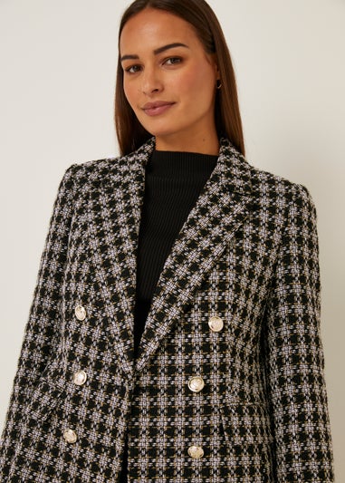 Et Vous Black Check Boucle Blazer