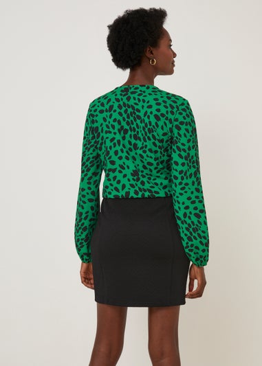 Black Textured Mini Skirt