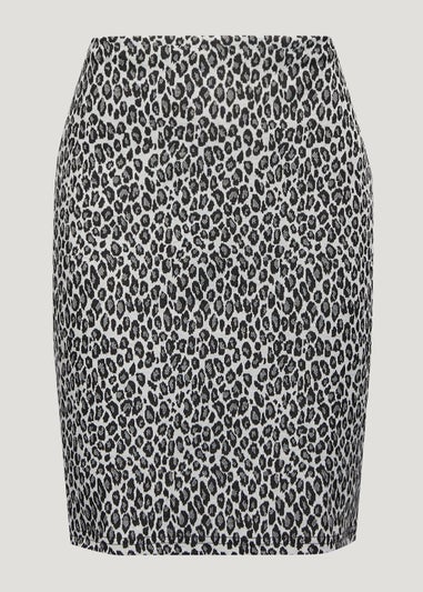 Grey Animal Print Textured Skirt