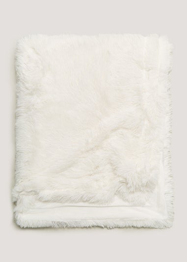 Cream Shaggy Faux Fur Throw (130cm x 180cm)