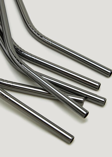 6 Pack Silver Metal Straws Set