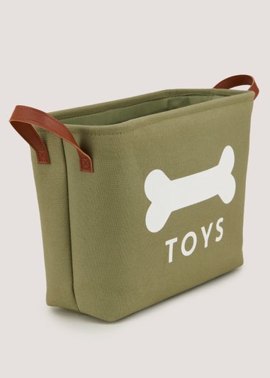 Green Canvas Pet Toy Basket (26cm x 35cm x 17.5cm)