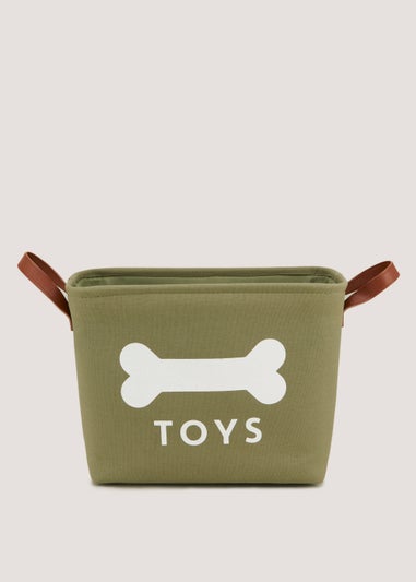 Green Canvas Pet Toy Basket (26cm x 35cm x 17.5cm)