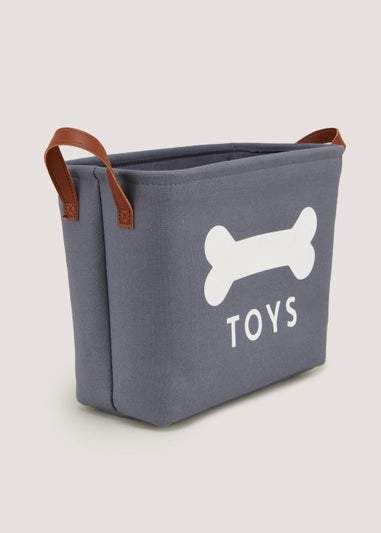 Blue Canvas Pet Toy Basket (26cm x 35cm x 17.5cm)