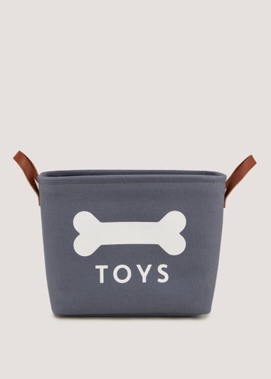 Blue Canvas Pet Toy Basket (26cm x 35cm x 17.5cm)