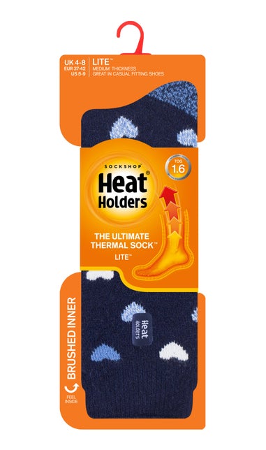 Heat Holders Navy Heart Socks